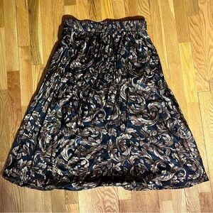 Women’s Elegant Vintage Black and Brown Silk Skirt